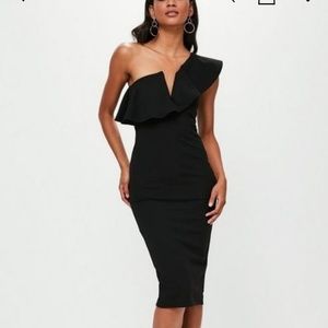 Missguided One Shoulder Black Dress